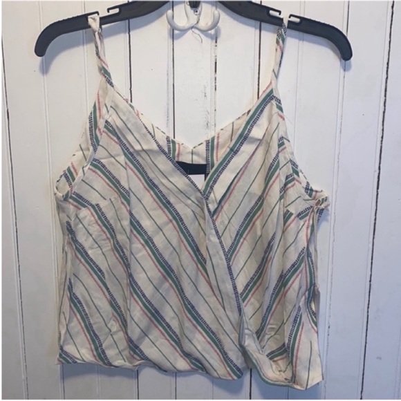 Lumiere Urban Outfitters Cropped Tank Top White Stripes Size L - Picture 1 of 9